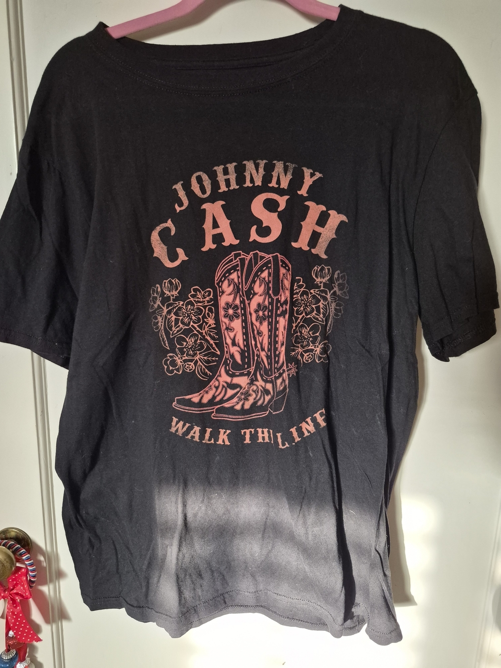 LG Black Short-Sleeve Tee with Pink Johnny Cash Graphic